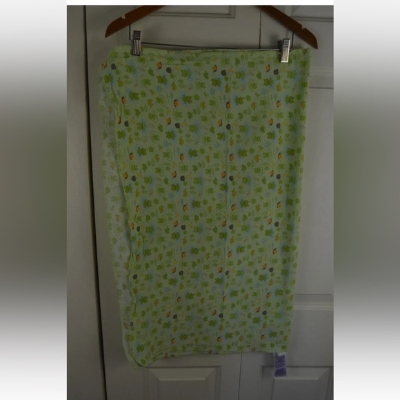 Babies R Us Turtle Frog Snail Baby Receiving Blanket Green Orange Leaf Flannel - Picture 2 of 7